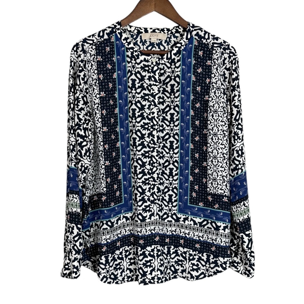 LOFT Ann Taylor Popover Blouse Top Size Medium